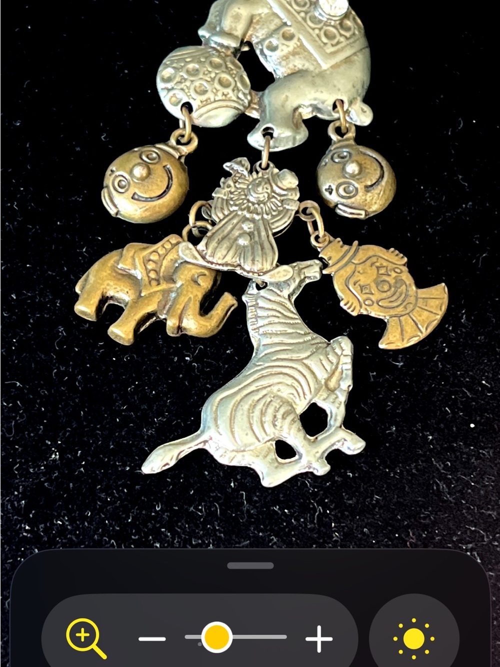 Vintage Gold-Tone Elephant and Circus Charm Brooch - Picture 7 of 10